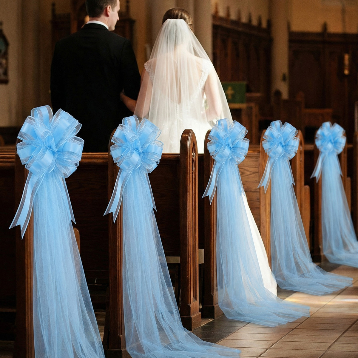 Chair Sash Organza - 5Pcs Tulle Chair Sashes Bows Wedding
