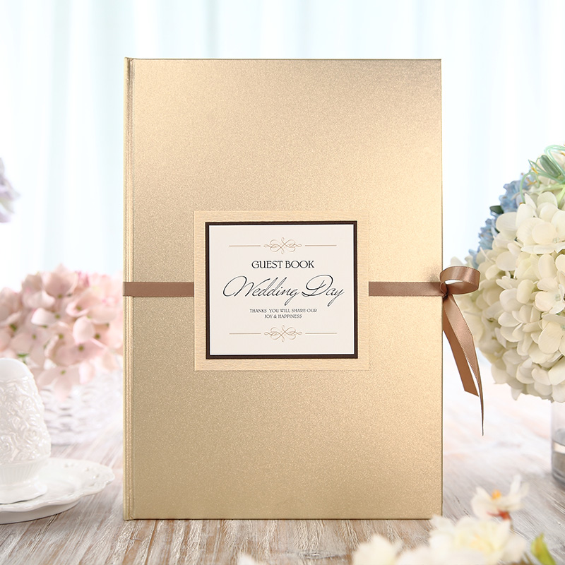 Personalized Guest Book - Custom Creative Golden Blank Guestbook Wedding