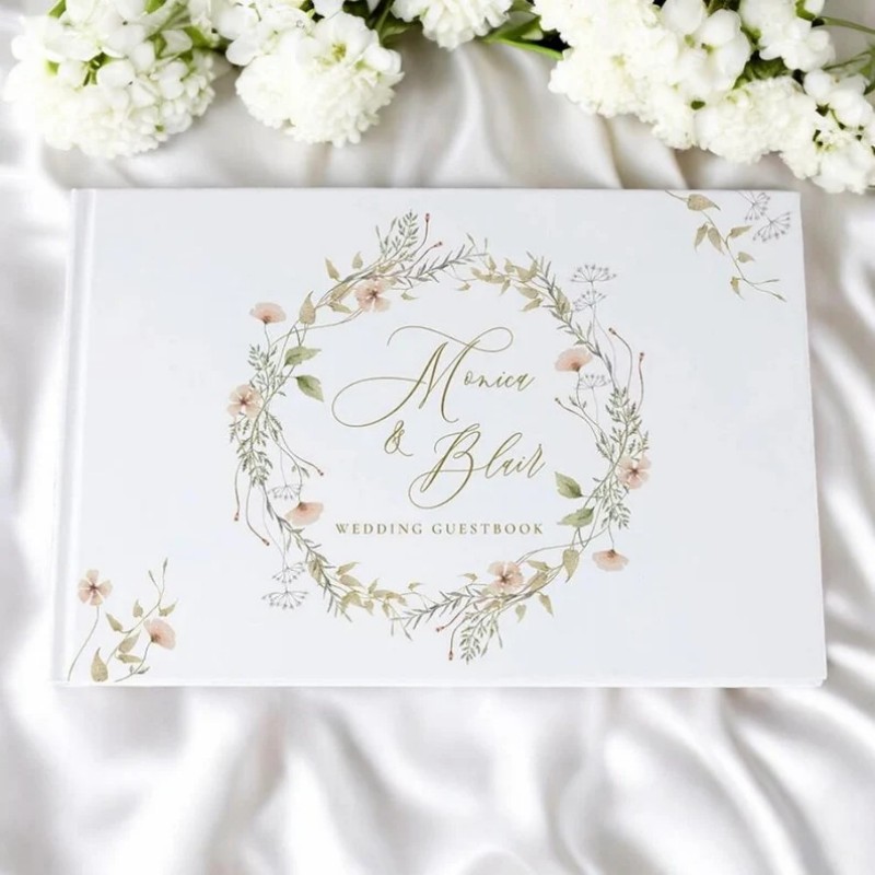 Personalized Guest Book - Personalized Wedding Guest Book with White