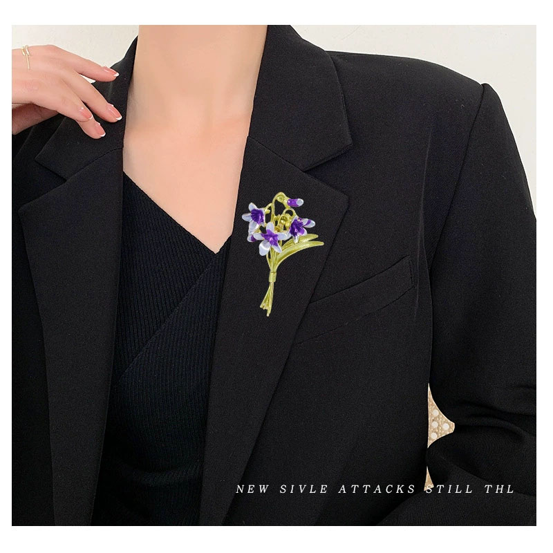 Blucome purple flower Brooch W - Suit Supply Wedding Party review and price