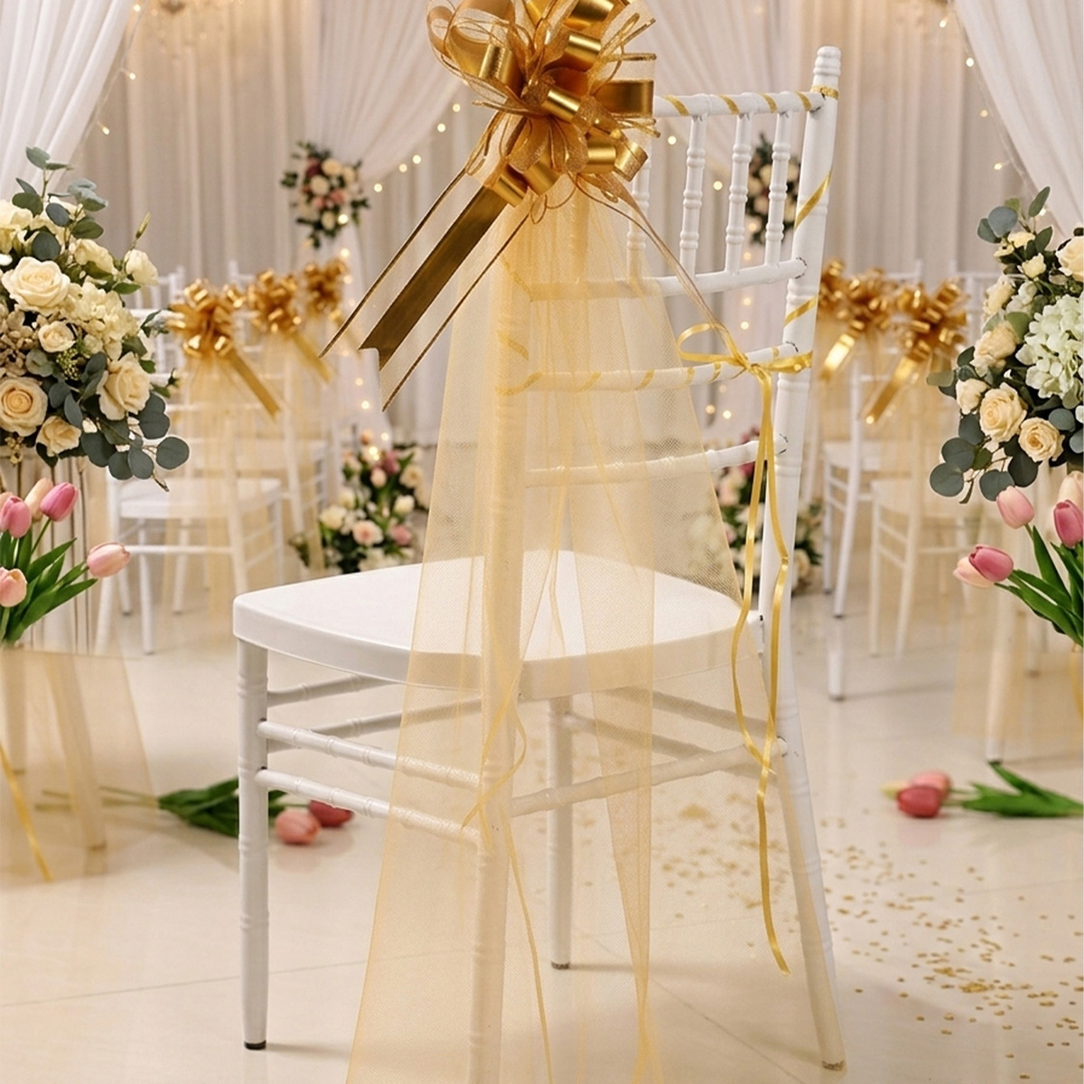 5Pcs Tulle Chair Sashes Bows W - Chair Sash Organza review and price