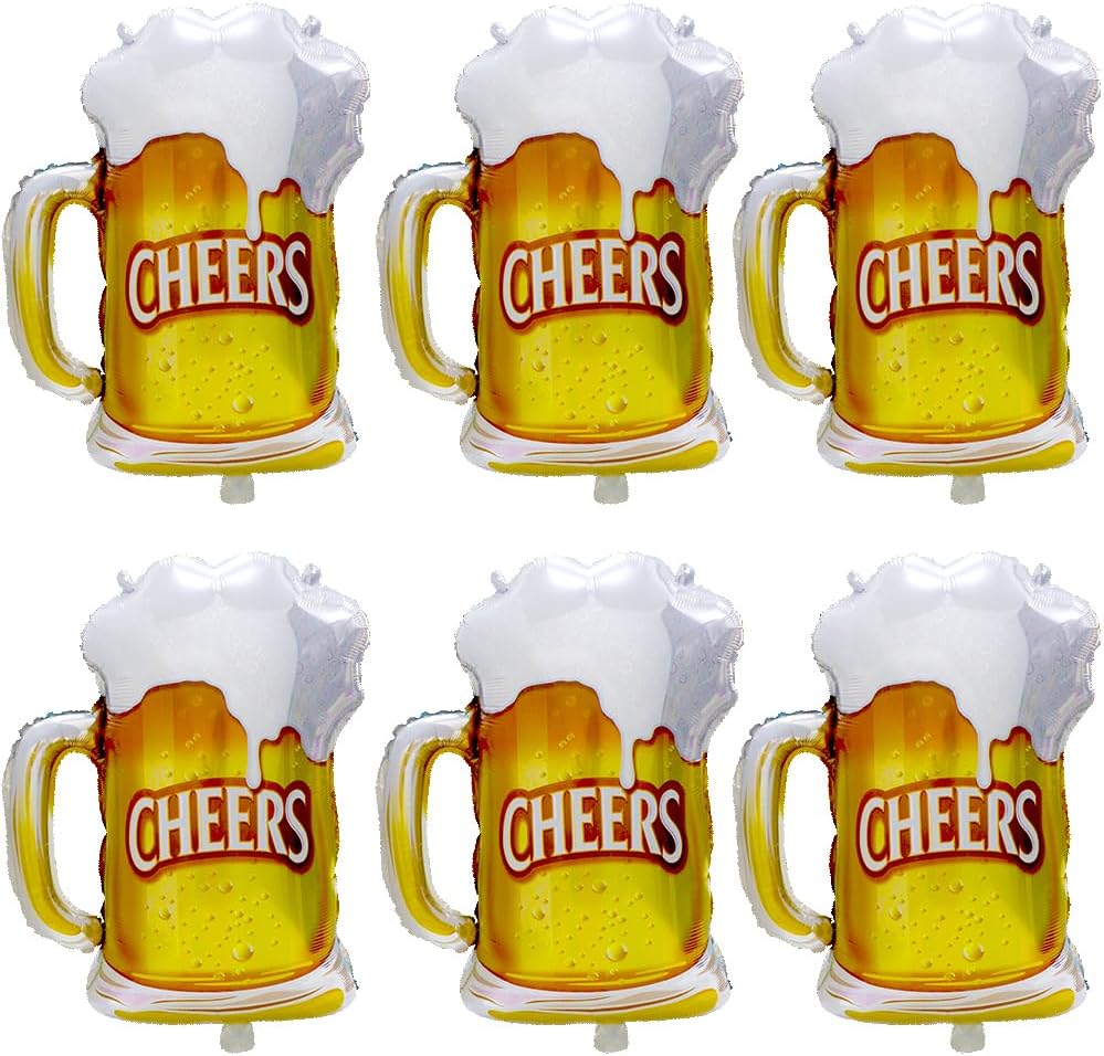 6pcs Cheers Beer Mug Balloons  - Wedding Alcohol Supply review and price