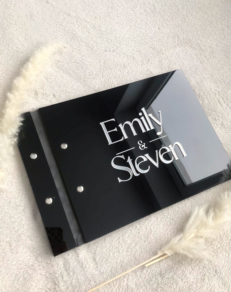 Black Acrylic Wedding Guestboo - Personalized Guest Book review and price